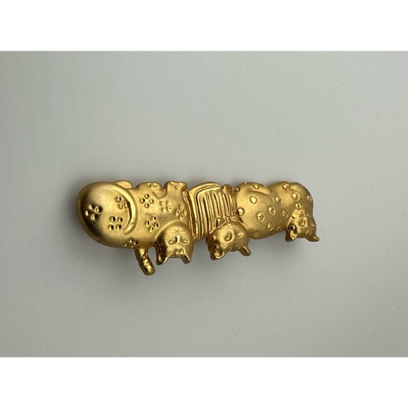Unbranded Matte Gold Tone Kitty Cats Brooch - Picture 4 of 7